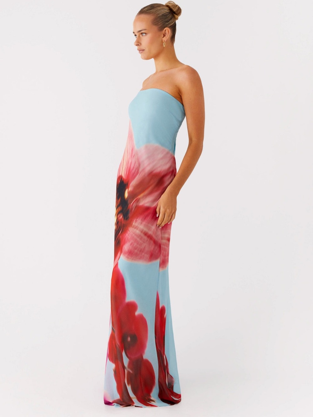 Pepper Mayo Strapless Blue Floral Print Maxi Dress - Picture 2 of 13